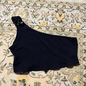 Cape Clique Black One-Shoulder Women's Robbed Crop Top